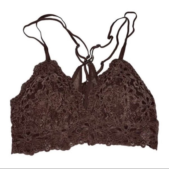 aerie Other - Aerie Snowday Chenille Lace Padded Triangle Bralette Brown Size XS NWOT